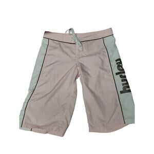 Hurley Pink White w. Brown Trim Board Shorts w. Small Pocket on The Side  Size 0